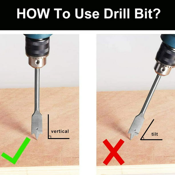 Drill Bit,13PCs Flat Drill Bit 1/4-Inch Handle Woodworking Drilling Tool Hole Opener Labor-Saving 6-25MM 